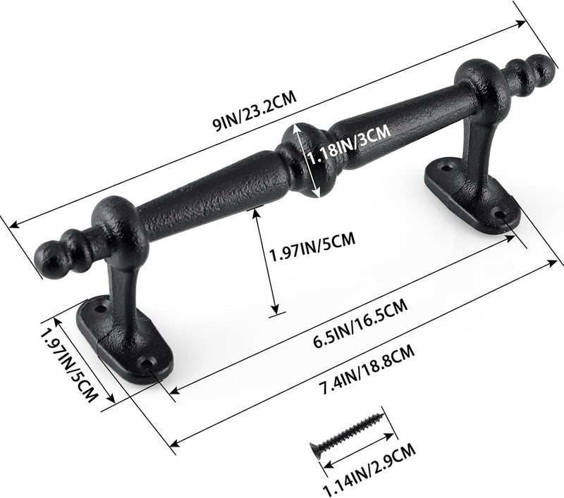 MOLIGOU Barn Door Pull Handle, 9" Heavy Solid Cast Iron Gate Handle, Rustic Door Handle for Fence, Shed, Garage - Image 3